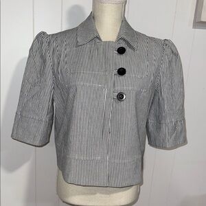 Tweeds Black and White Striped Blazer